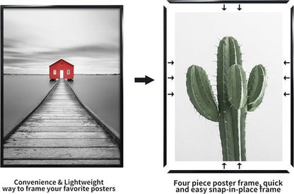 ELSKER&HOME 16x24 Black Poster Frame Set - Sturdy, Scratch-Proof Design for Horizontal or Vertical Mounting