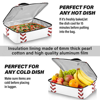 Kigai Sport Baseball Print Casserole Dish Carrier for Hot or Cold Food Storage,Insulated Casserole Carrying Case Perfect for Parties, Picnics and Camping; Fits 9” x 13”Baking Dishes