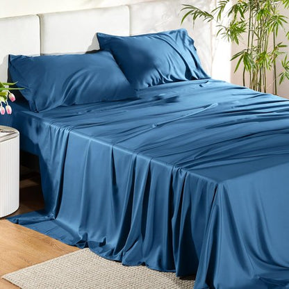 Bedsure King Size Cooling Sheets Set - Breathable Rayon from Bamboo | Soft & Luxurious Teal Bedding