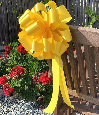 Big Decorative Yellow Pull Bows - 9" Wide, Set of 6 | Perfect for Parties, Weddings & Fundraisers