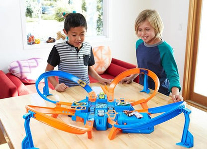 Hot Wheels Track Set - Motorized Booster with 4 Intersections for Epic Crashing Fun | 1:64 Scale Toy Car