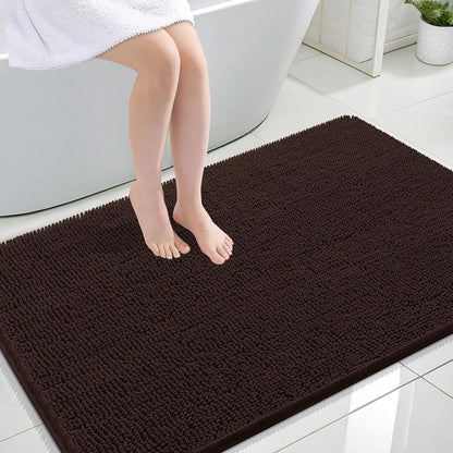 OLANLY Extra Soft Chenille Bathroom Rugs - 44x32, Quick Dry & Machine Washable, Brown