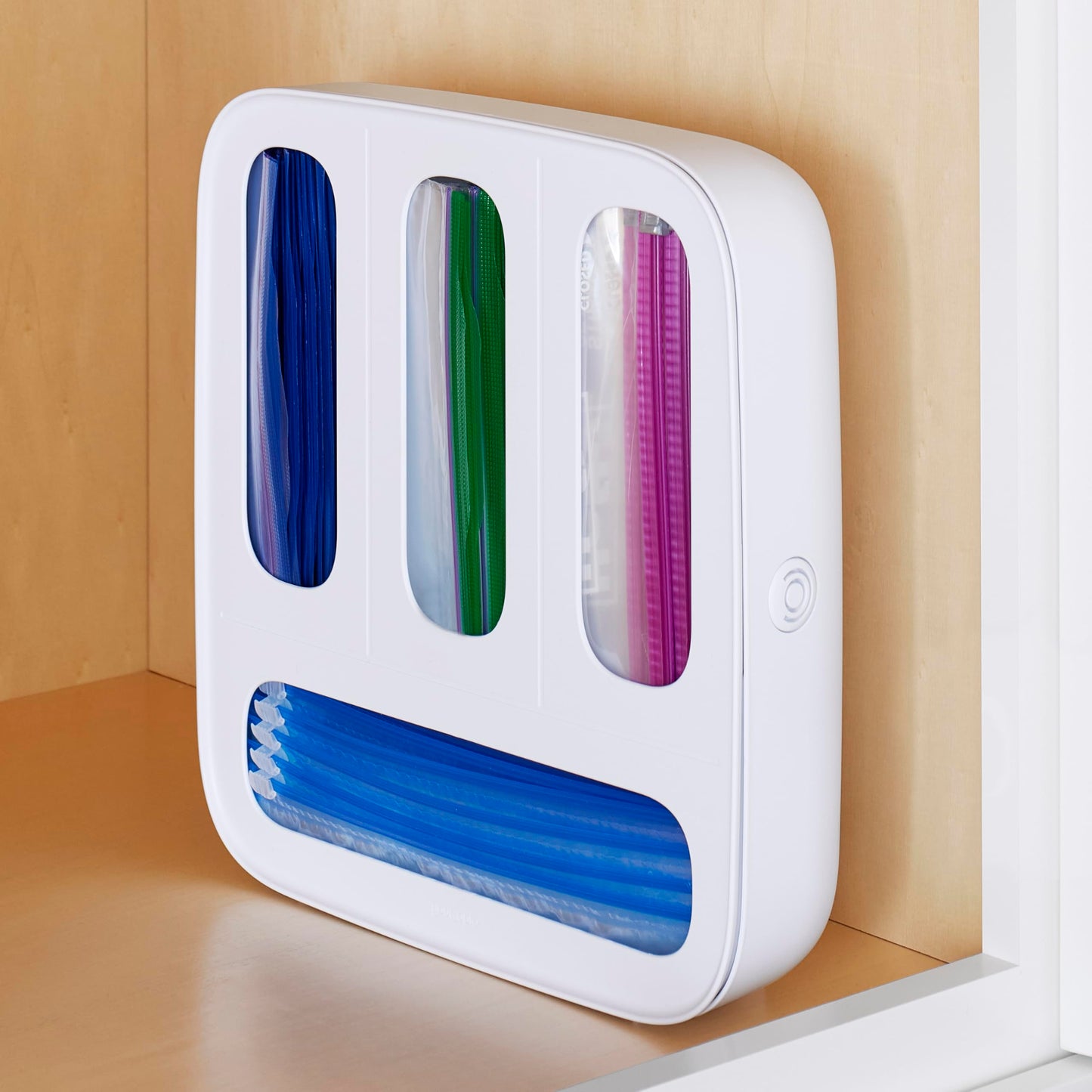 YouCopia StoraBag Food Bag Dispenser, Family Size 4-Slot, Plastic Sandwich Bags Drawer Organizer for Kitchen Storage