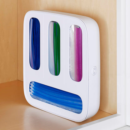 YouCopia StoraBag Food Bag Dispenser, Family Size 4-Slot, Plastic Sandwich Bags Drawer Organizer for Kitchen Storage