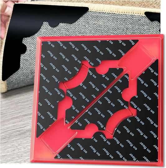 Skiennix Non-Slip Rug Grippers - Reusable Carpet Corner Stickers for Hardwood & Tile Floors | 8 Pack