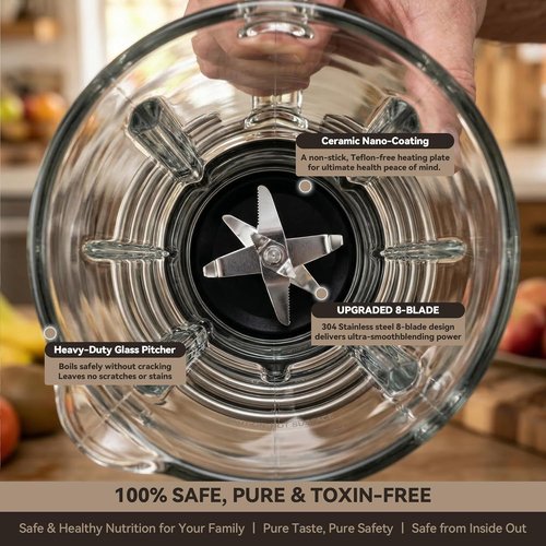 **Skiennix Professional Glass Blender - 1500W Motor, 9 Speeds, 14 Preset Programs | Perfect for Smoothies & Soups**