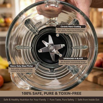 **Skiennix Professional Glass Blender - 1500W Motor, 9 Speeds, 14 Preset Programs | Perfect for Smoothies & Soups**