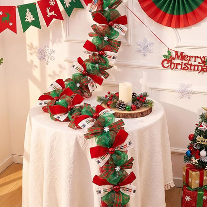 Nutcracker Christmas Garland Deco Mesh Ribbon with Ornaments