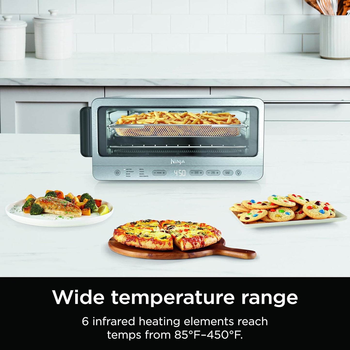 Ninja Air Fryer Toaster Oven Combo - 8-in-1 Versatile Cooking | Space-Saving Flip Up Design | 1800 Watt Stainless Steel