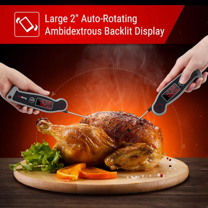 TempPro TP19 Waterproof Digital Meat Thermometer - Instant Read with Backlit Display for Grilling & Cooking