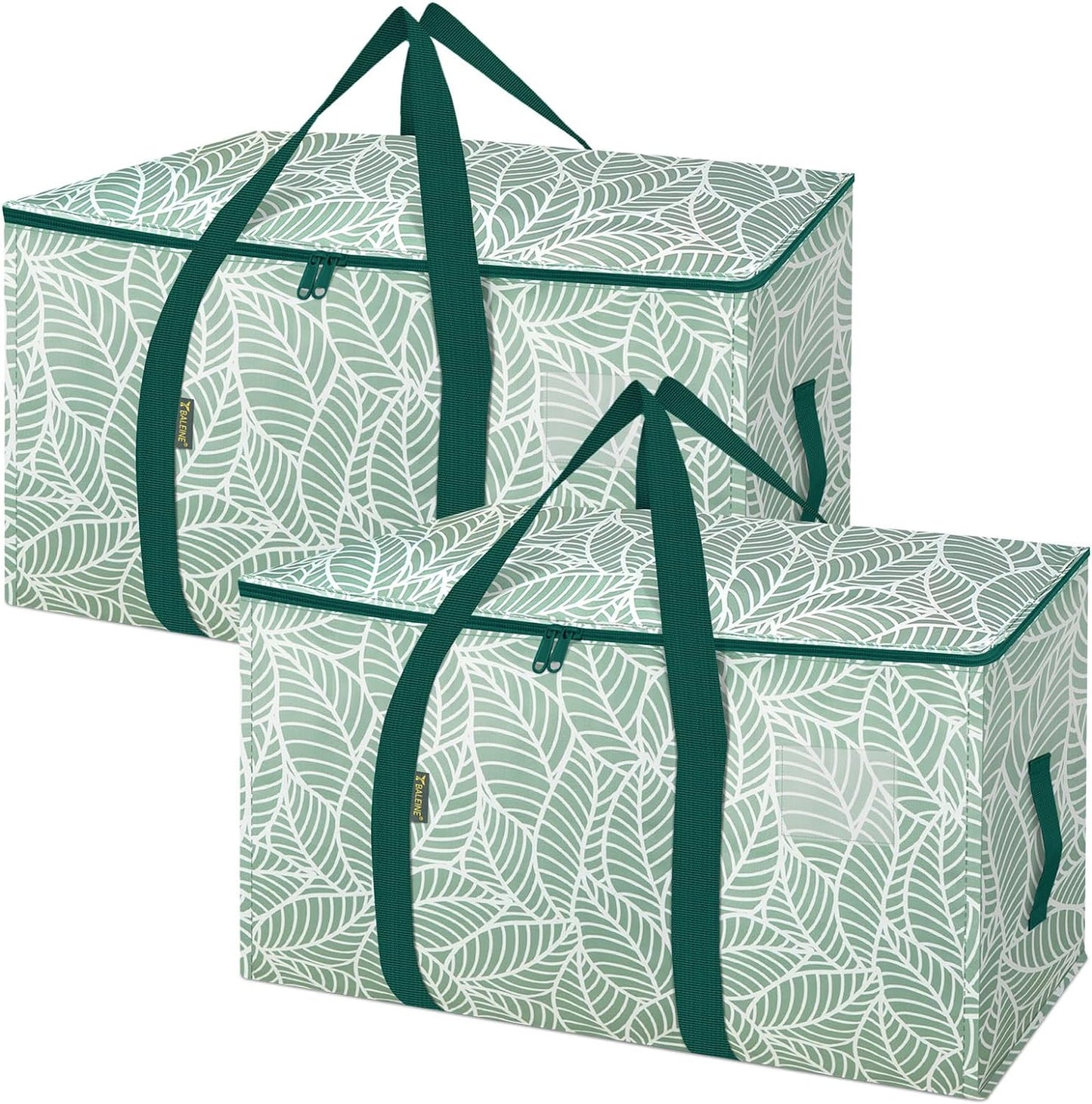 BALEINE Heavy-Duty Oversized Moving Bags - 2-Pack with Reinforced Handles for Clothes & Storage (Antique Foliage)