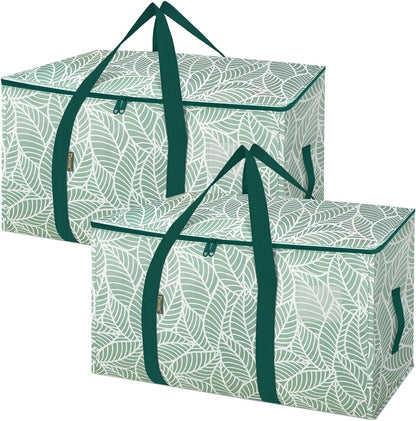 BALEINE Heavy-Duty Oversized Moving Bags - 2-Pack with Reinforced Handles for Clothes & Storage (Antique Foliage)