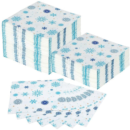 Glenmal 100 Pcs Christmas Snowflake Paper Napkins - Disposable Guest Towels
