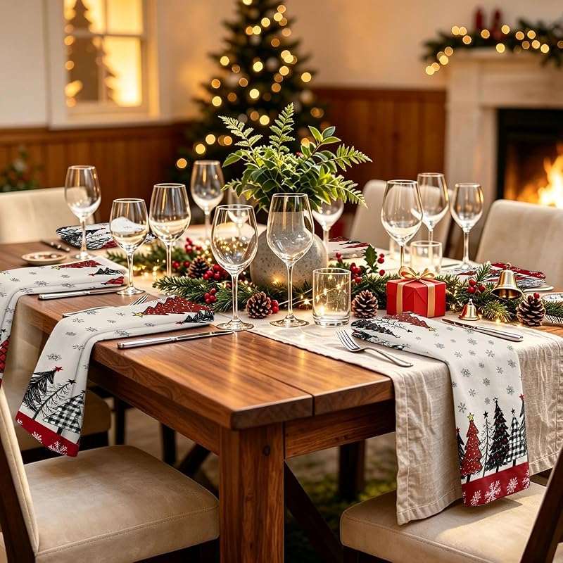 Buffalo Plaid Christmas Tree Cloth Napkins Set of 4, 18x18 Inch - Variation of THIS listing Christmas Tree01