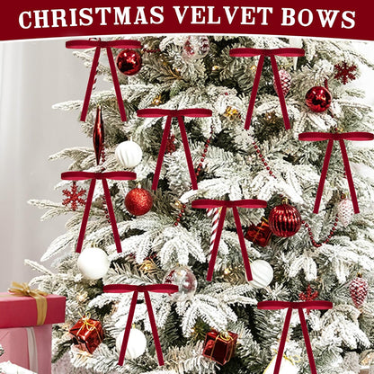 Ouddy Life 28 Pcs Red Velvet Bows - Elegant Christmas Tree Decorations & Ornaments for Holiday Decor