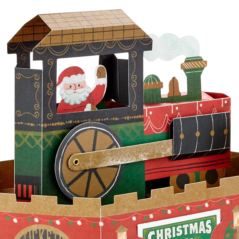 Hallmark Christmas Train Pop-Up Card with Sound – Moves and Deck the Halls