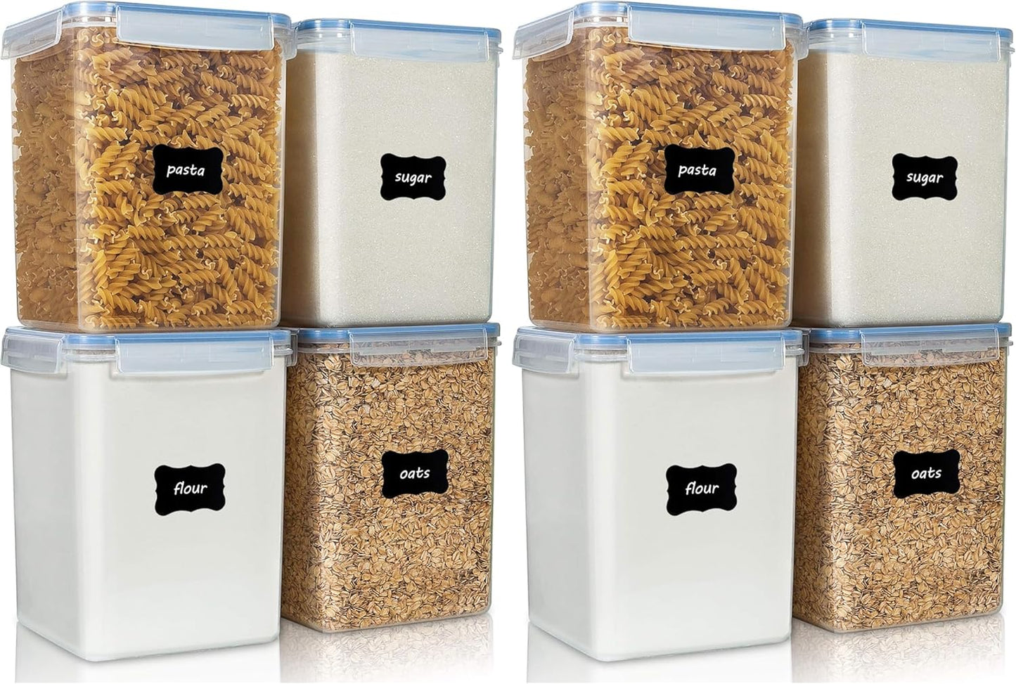 Vtopmart Large Food Storage Containers - 5.2L BPA-Free Airtight Canisters with Lids & Measuring Cups | Blue, 4-Pack