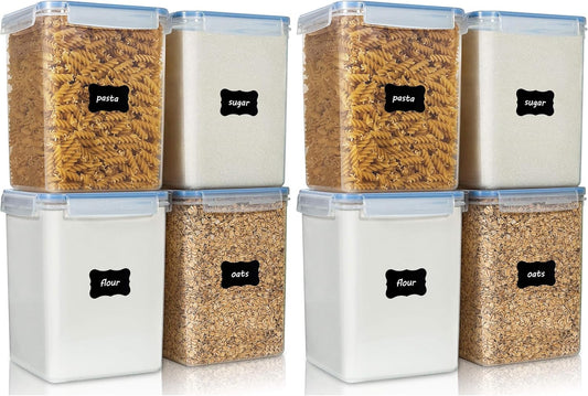 Vtopmart Large Food Storage Containers - 5.2L BPA-Free Airtight Canisters with Lids & Measuring Cups | Blue, 4-Pack