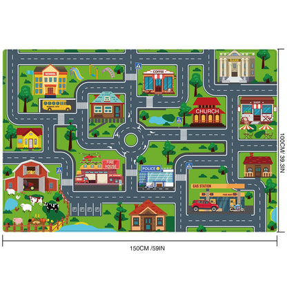 LTKOUGFAM Kids Carpet Playmat, Kids Play Rug for Playroom, Kids Car Mat Rug, Kids Play Rugs Town City Road Map Rug, Extra Large Boys Kids Car Track Play Rug Bedroom, Living Room, 59 X 39.4 Inch