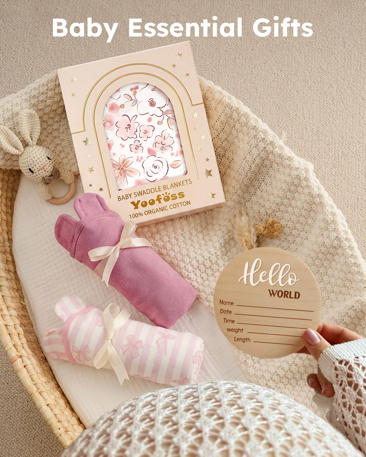 Yoofoss Baby Swaddle Sack - 100% Organic Cotton, Adjustable Design for Newborns 0-3 Months, Soft & Breathable