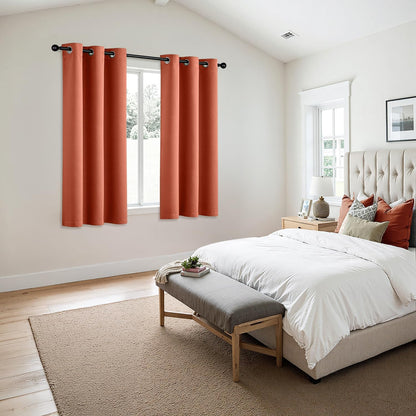 MIULEE Burnt Orange Blackout Curtains - Thermal Insulated Room Darkening Drapes | 63 Inches Long, 2 Panels
