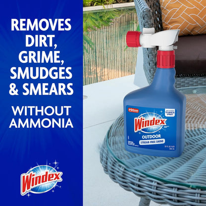 Windex Outdoor Window Cleaner - Ammonia-Free Concentrated Formula for Deep Clean | 32 Fl Oz (Pack of 2)