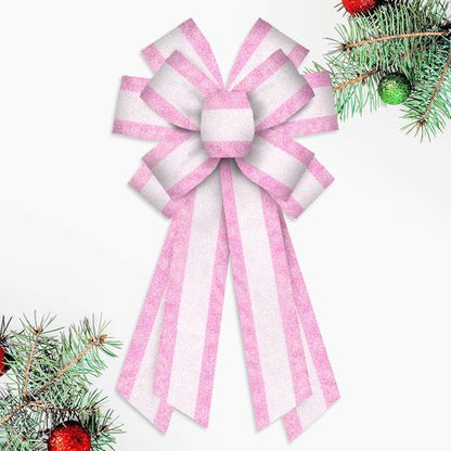 Luxury Glittery Pink & White Valentine's Day Wreath Bow - Extra Large 11.42x20.87 Inch Decor for Front Doors & Holiday Trees