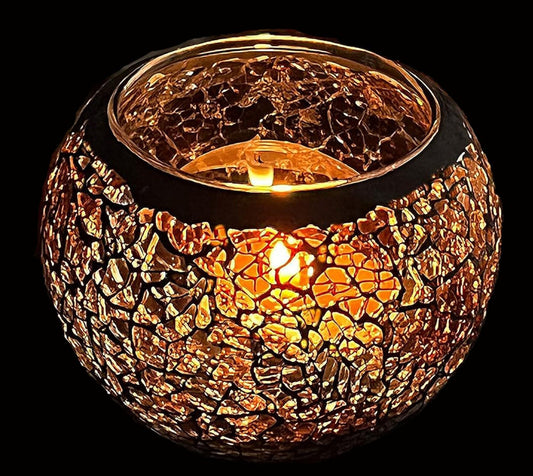 Vintage Mosaic Glass Candle Holder - Elegant Stained Votive for Tealight Candles | Perfect Home Decor for Weddings & Christmas