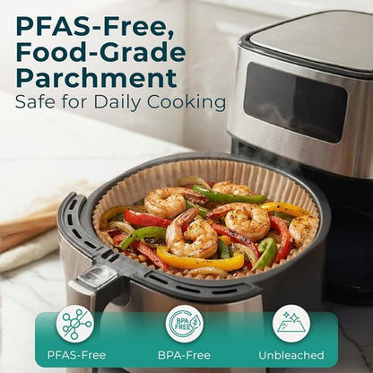 Cathy Yoder Round Air Fryer Liners - 125 PCS Disposable 6.3-Inch Parchment Sheets for Easy Cleanup