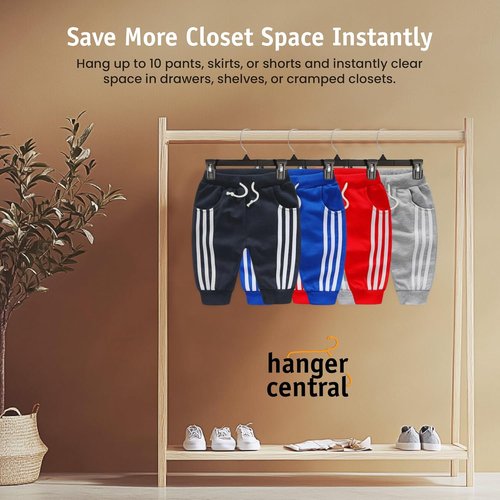 Hanger Central 30 Pack Pants Hangers - Heavy Duty Non-Slip Clips for Skirts & Pants - 10 Inch Black