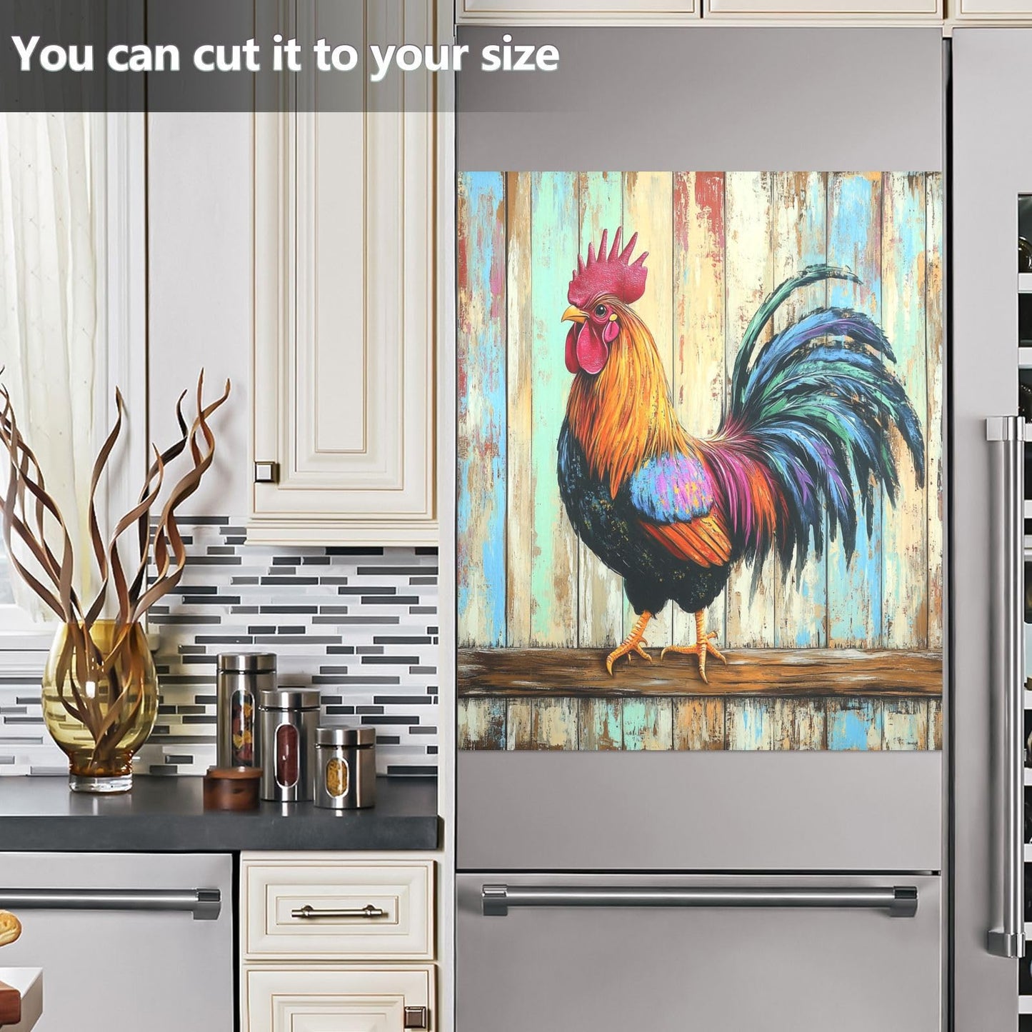 Rooster Dishwasher Magnet Cover 23x26 inch,Decorative Dishwasher Magnet Cover Farmhouse Refrigerator Magnetic Sticker Cover