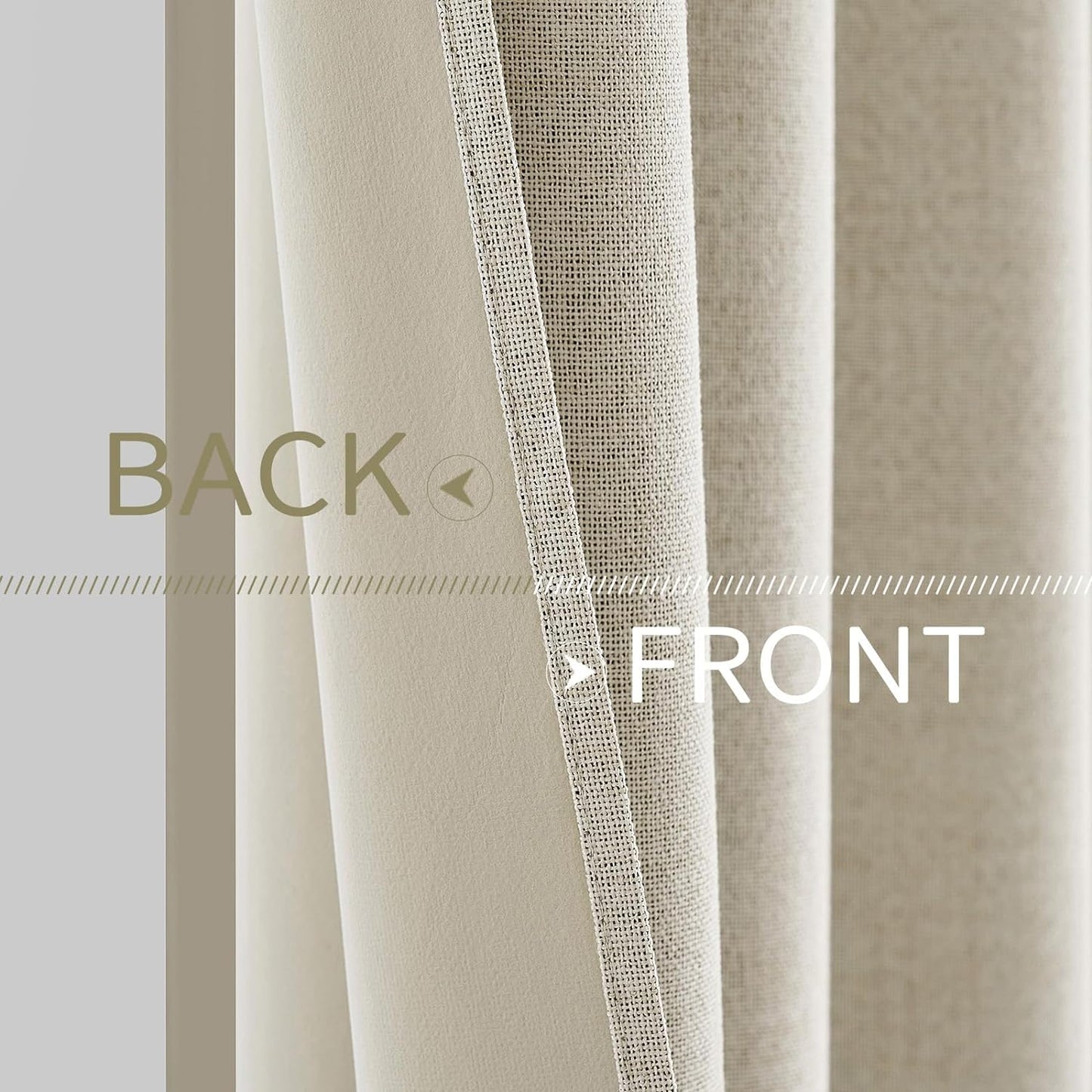 MIULEE 100% Blackout Linen Textured Curtains - Solid Thermal Insulated Cream Drapes | 52 x 84 Inch (2 Panels)