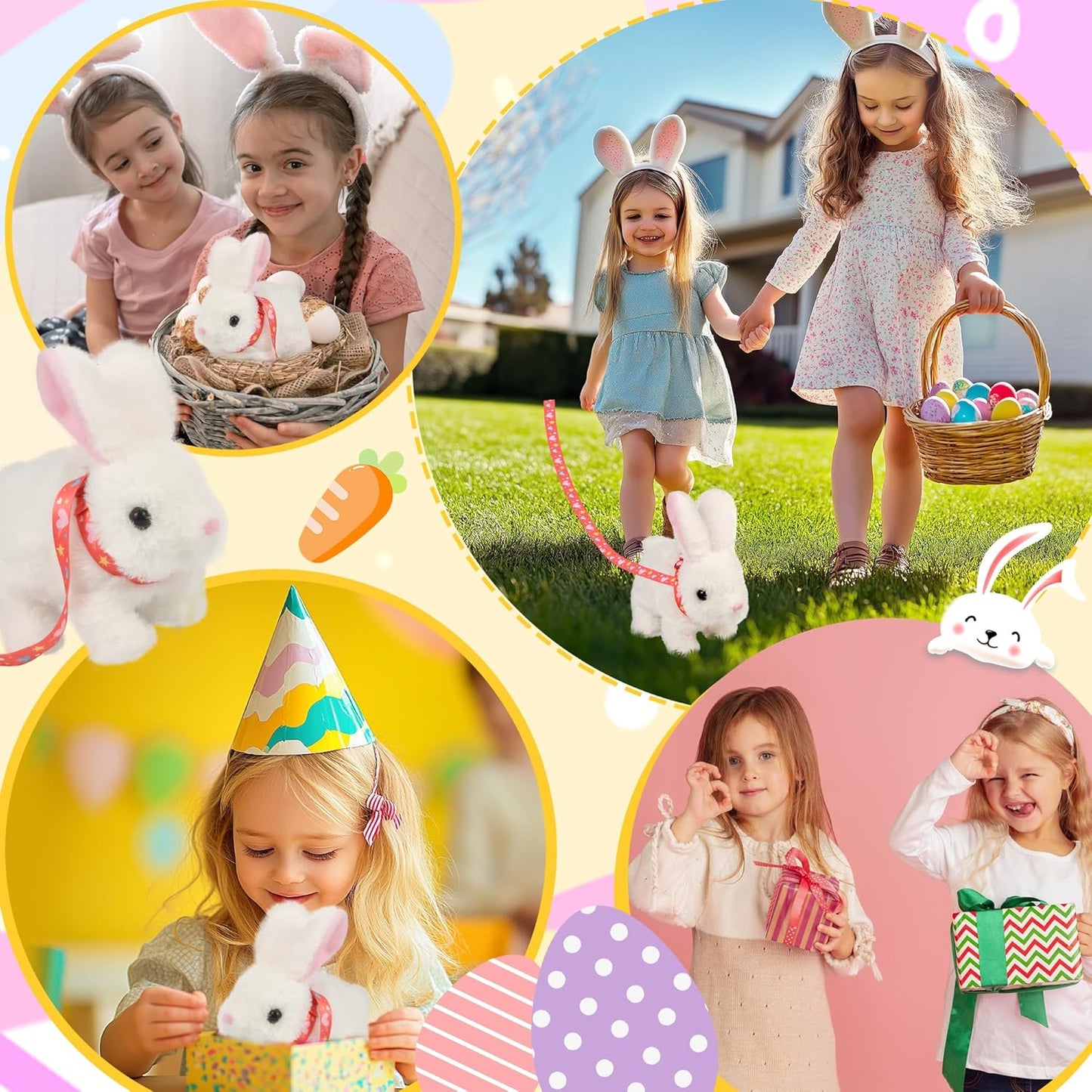 Bunby Easter Robot Bunny Pal - Realistic Hopping Plush Toy with Sounds & Interactive Features | White