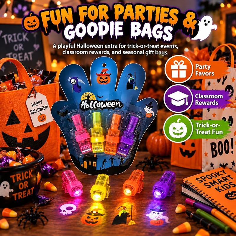 Halloween Finger Projector Light - Mini LED Pattern Projection (Blue, 8)