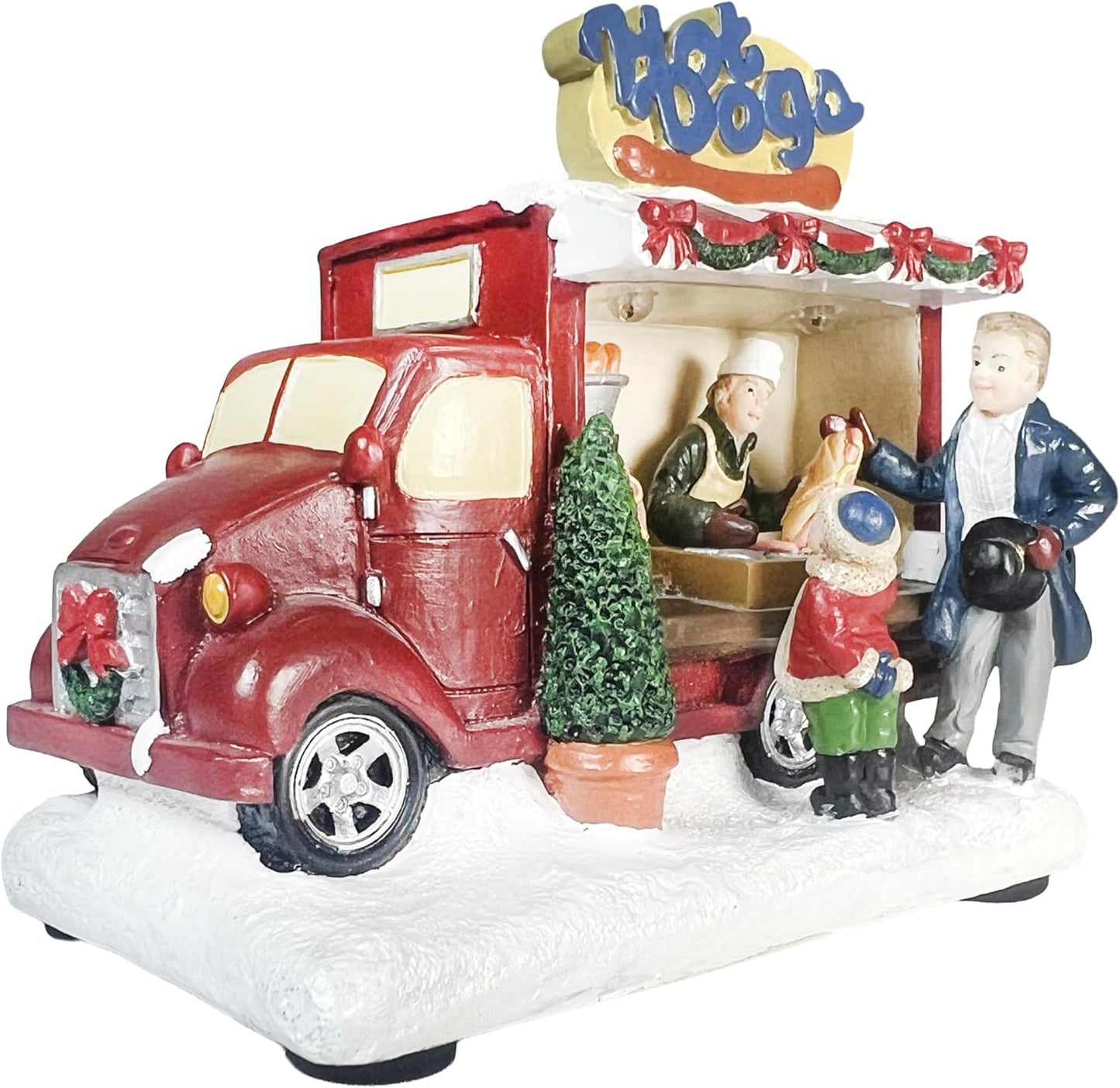 Moments In Time Hot Dog Food Truck | LED Lighted Christmas Village Decor | 3.74” Handcrafted Polyresin