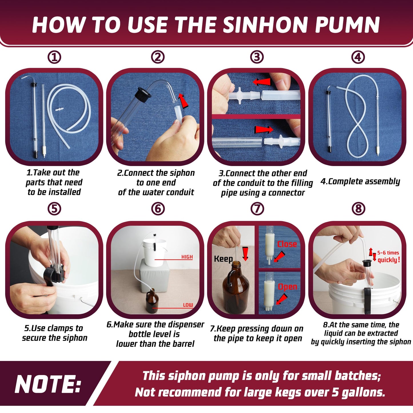 LURKA Wine & Mead Making Kit，Siphon Pump with 6 Feet of Tubing, Bottling Wand, Clamp, Bubble Airlock and Drilled Stopper，Wine Making Supplies for Beginners，Wine Wand and Auto Siphon Included