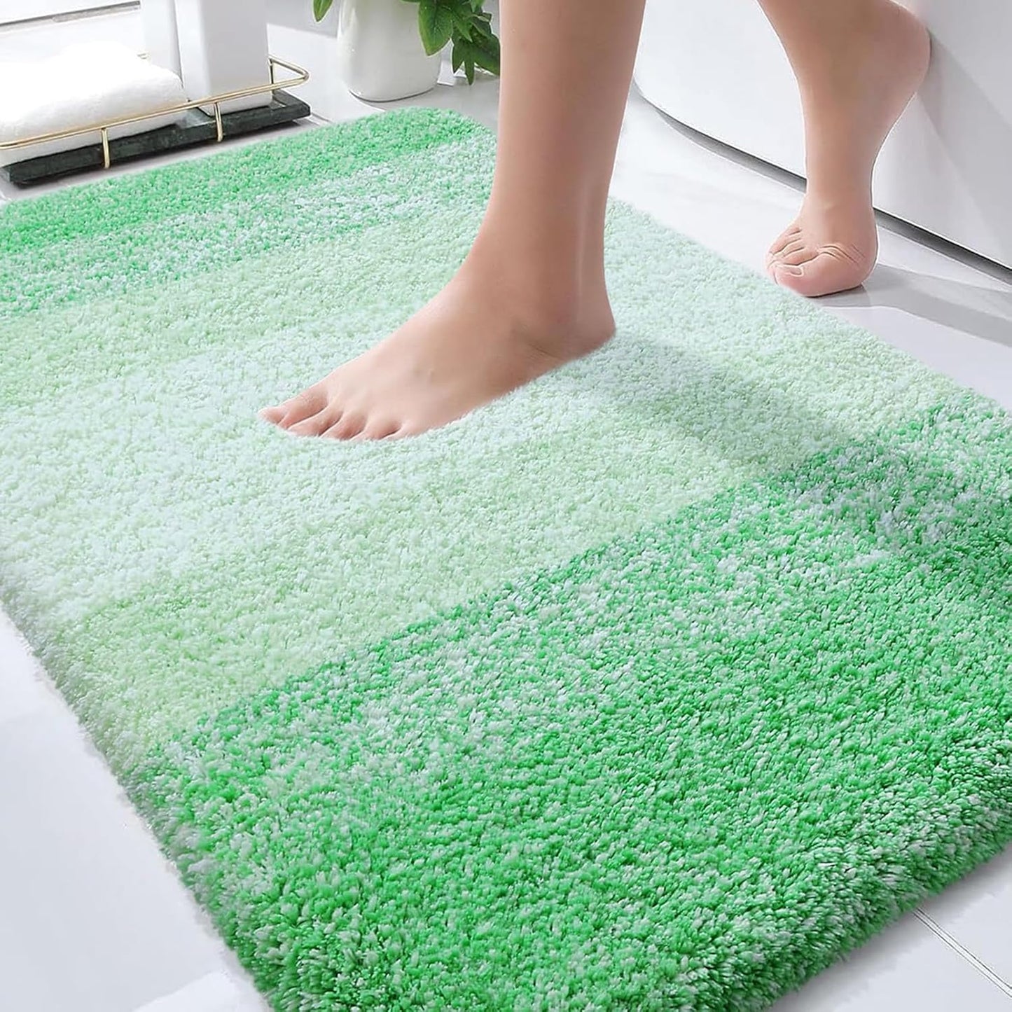 OLANLY Bathroom Rugs - Extra Soft Microfiber Mat | Quick Dry, Machine Washable, 36x24, Green