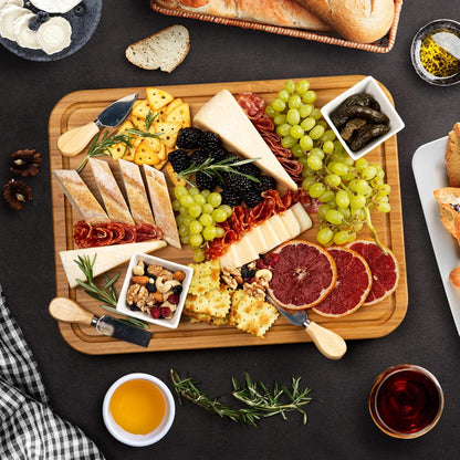 Turkey Carving Board - Heavy Duty Bamboo Wood Butcher Block with Juice Groove & Pyramid Spikes