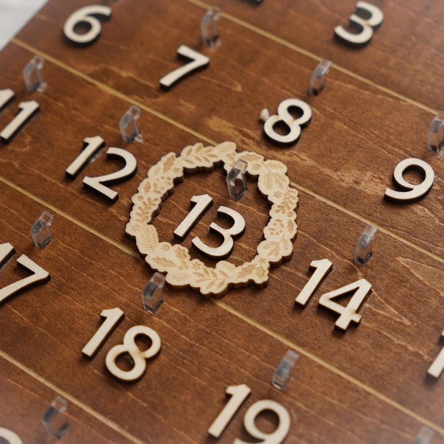 Skiennix Christmas Advent Calendar - Wooden Countdown Wall Hanging Sign | Rustic Holiday Decor for Kids & Family