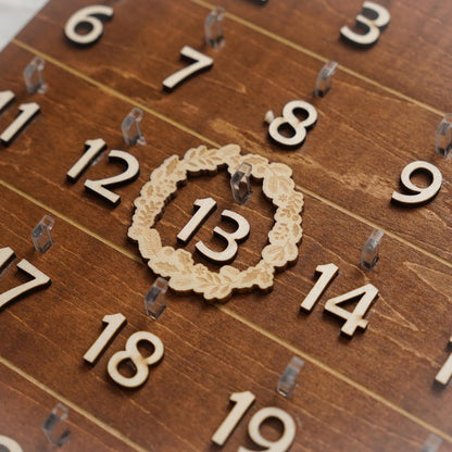 Skiennix Christmas Advent Calendar - Wooden Countdown Wall Hanging Sign | Rustic Holiday Decor for Kids & Family