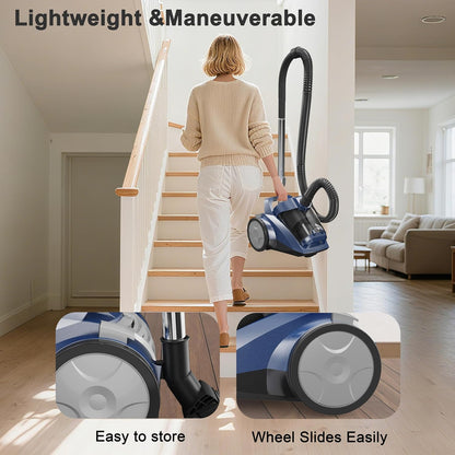 Sweepcent Canister Vacuum Cleaner - 45KPa Power Bagless Design | Lightweight Multi-Surface Vacuum with 5 Tools & 4.5QT Dust Cup