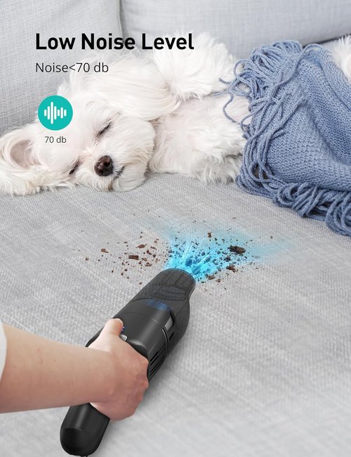 Aspiron Cordless Handheld Vacuum - 24KPA Powerful Car Vacuum with 2-Speed & Wireless Charger | Ergonomic Design, Portable, Black Grey
