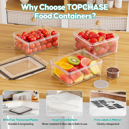 TOPCHASE 40 PCS Food Storage Containers - Airtight, BPA-Free, Leakproof Meal Prep Set with Labels & Pen