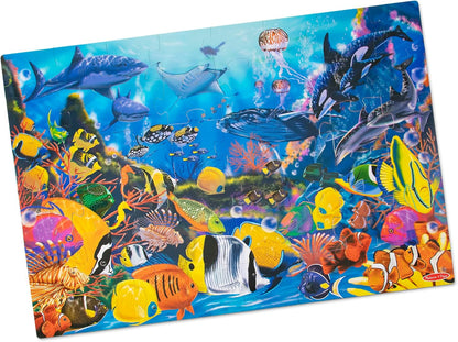 Melissa & Doug Jumbo Underwater Ocean Floor Puzzle - 48-Piece Educational Activity for Kids Ages 3+ (2 x 3 Feet)