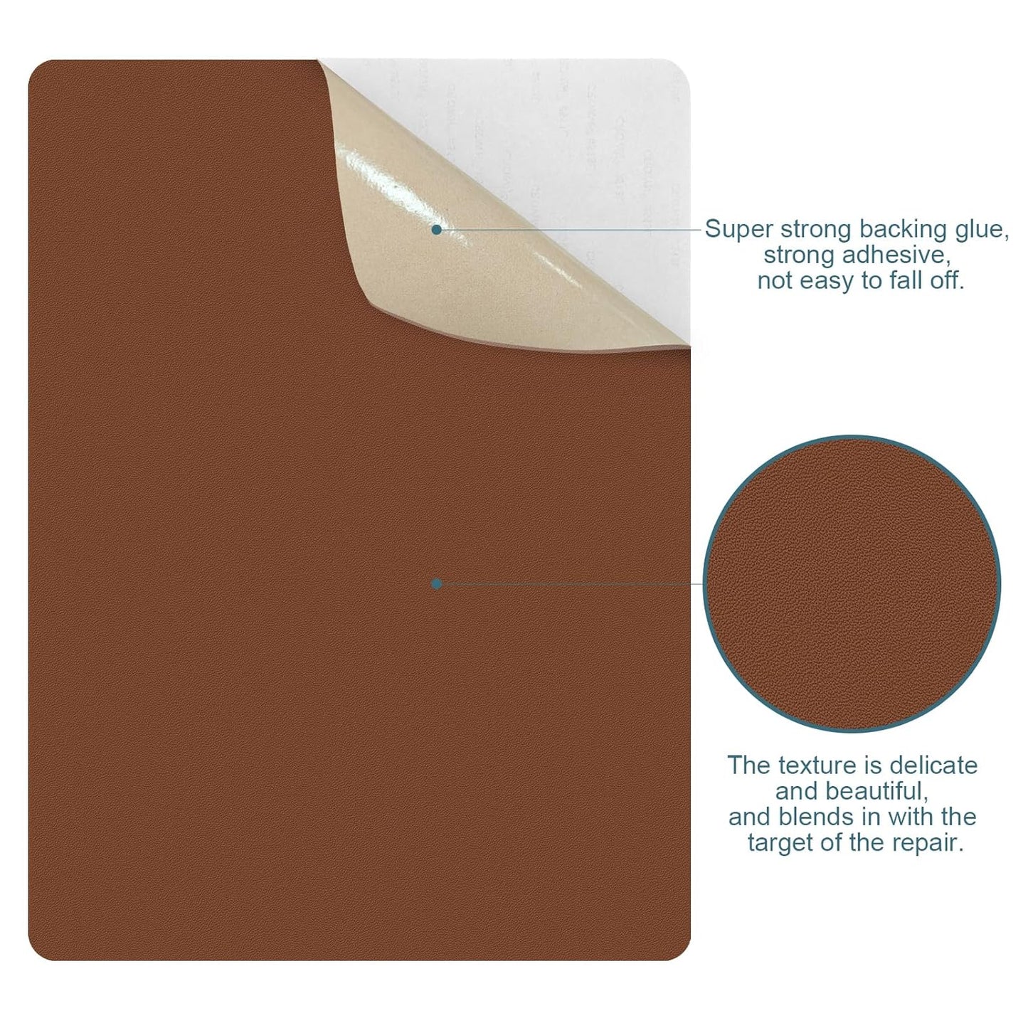 WILDREEDS Leather Repair Patches - Self-Adhesive 8x11 Inch for Sofas, Furniture & Car Seats (Brown)