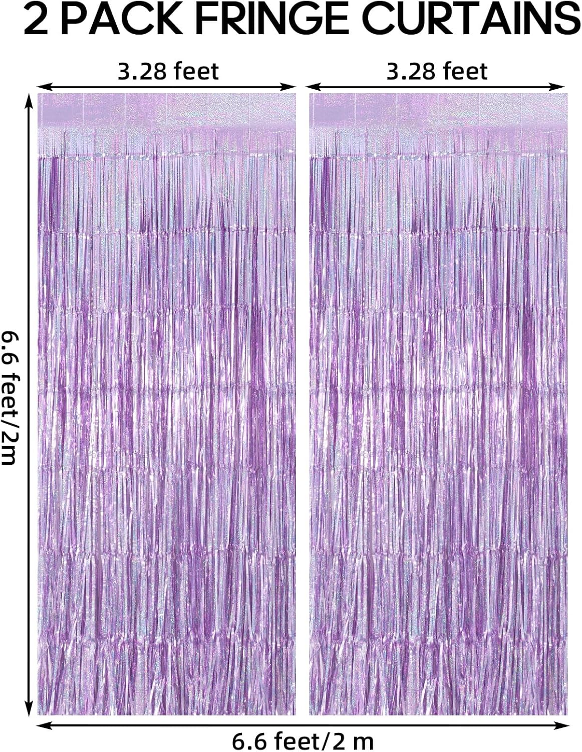 Skiennix Fringe Curtains - 2 Pack Foil Streamers for Birthday & Wedding Decor | Light Purple