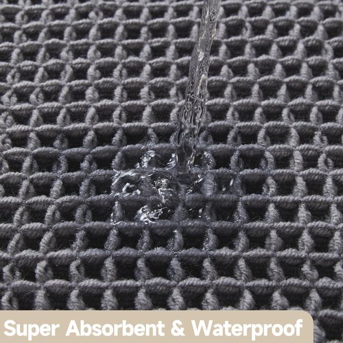 TYUU Waffle Runner Rug Bathroom, Long Boho Bathroom Rugs Non Slip Washable Super Absorbent Quick Dry Farmhouse Bath Decor, 72"x24" Grey
