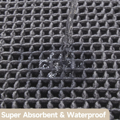 TYUU Waffle Bath Mat, Boho Bathroom Rugs Non Slip Washable Super Absorbent Quick Dry Bath Mat Farmhouse Bathroom Decor, 48"x24" Grey