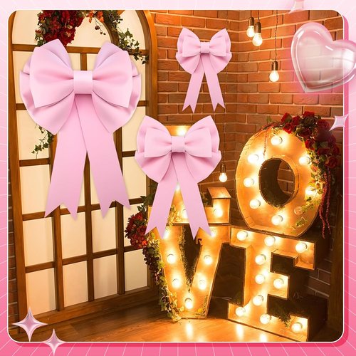 Giegxin Large Pink Bow Set - 3D Decorative Bows for Weddings, Birthdays & Christmas | 12-30 Inch Sizes