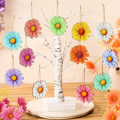 Maitys 36 Pcs Spring Flower Ornaments - Hawaiian Wooden Hibiscus & Daisy Decor for Parties